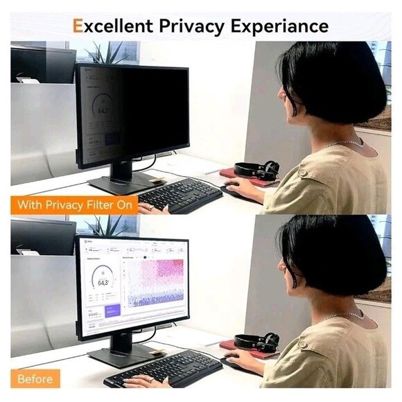 2Pack 24” Privacy Screen Filter for 16:9 Monitor Anti Glare Blue Light Protector - Picture 2 of 10